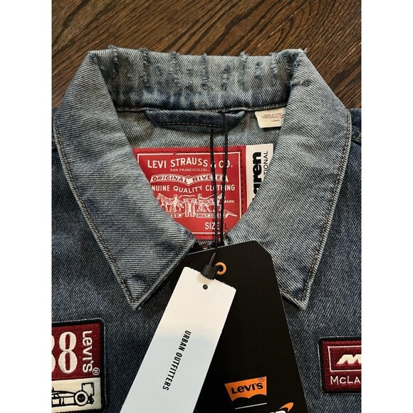 NWT Levi's x Mclaren Racing Heritage 501® Medium Indigo Trucker Jacket Mens Sz L - Picture 4 of 9